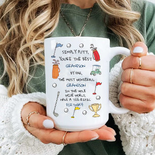 Best Golf Grandson by Par Funny Grandkid Birthday Two-Tone Coffee Mug