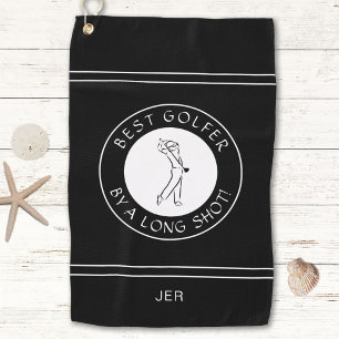 Best Golfer By A Long Shot Black & White Custom Golf Towel