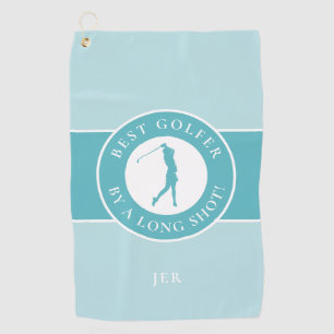 Best Golfer By A Long Shot Personalised Name Teal Golf Towel
