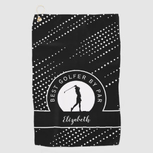 Best Golfer By Par Modern Monogram Sports Black  Golf Towel
