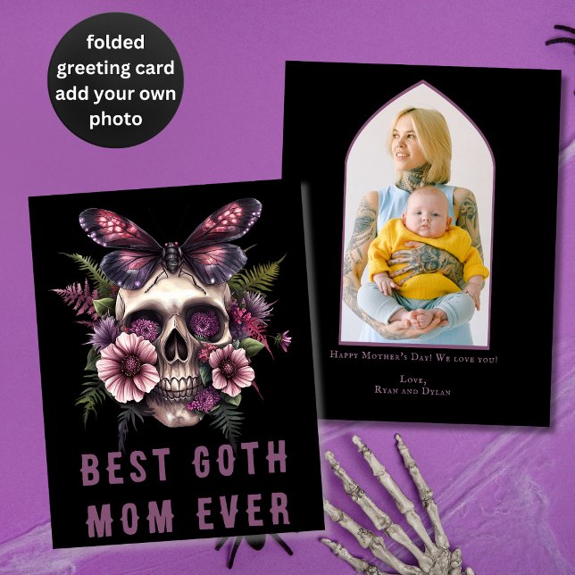Best Goth Mum Ever Skull Moth Purple Mother's Day Card (Creator Uploaded)