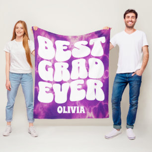 Best Grad Ever Purple Tie Dye Graduation Fleece Blanket