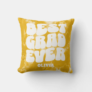 Best Grad Ever Yellow Tie Dye Graduation Cushion
