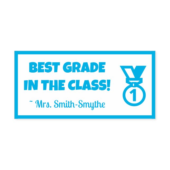 "BEST GRADE IN THE CLASS!" + Custom Tutor Name Self-inking Stamp (Design)