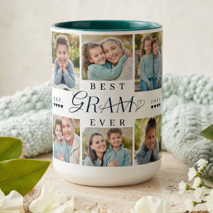 Best Gram Ever Personalised 8 Photo Collage Gift Two-Tone Coffee Mug