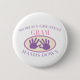 Best Gram Hands Down T-shirt 6 Cm Round Badge