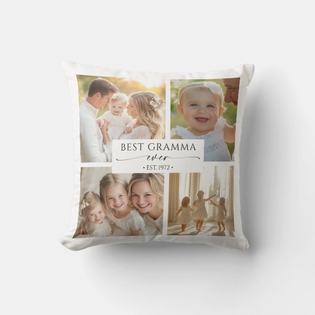 Best Gramma Ever Photo Collage Pillow Gift (Front)