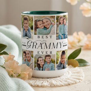 Best Grammy Ever Personalised 8 Photo Collage Gift Two-Tone Coffee Mug