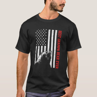 Best Grampa Bear Ever USA American Flag Father's D T-Shirt