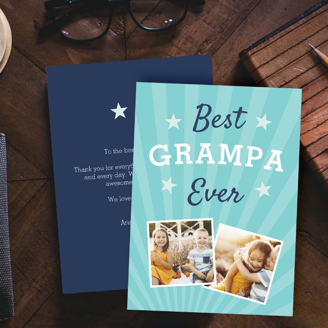 Best Grampa Ever | Father's Day Flat Photo Card (Creator Uploaded)
