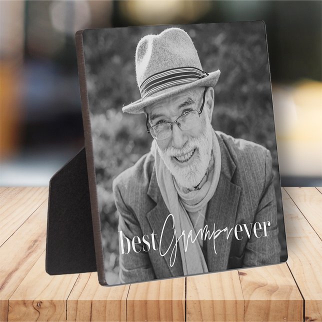 Best Grampa Ever Modern Simple Elegant Photo Plaque (Creator Uploaded)