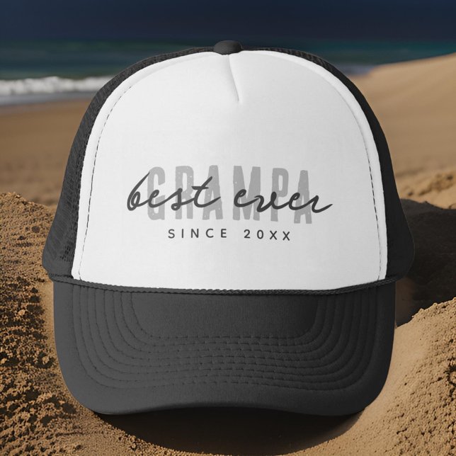 Best Grampa Ever Since 20XX Modern Simple Preppy Trucker Hat (Creator Uploaded)