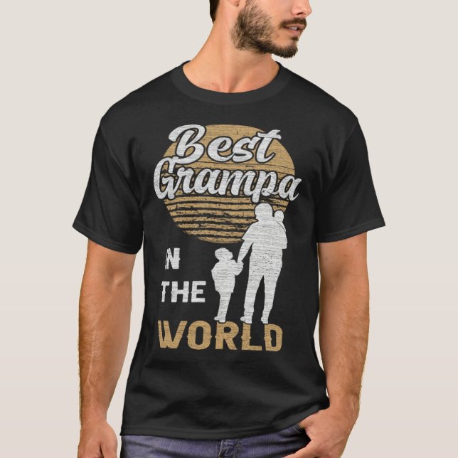 Best Grampa in the world Grampa 2 Grandchildren T-Shirt (Front)