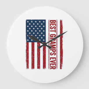 Best Gramps Ever Patriotic Flag Vector Design_1 Large Clock