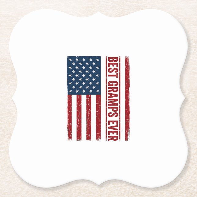 Best Gramps Ever Patriotic Flag Vector Design_1 Paper Coaster (Front)