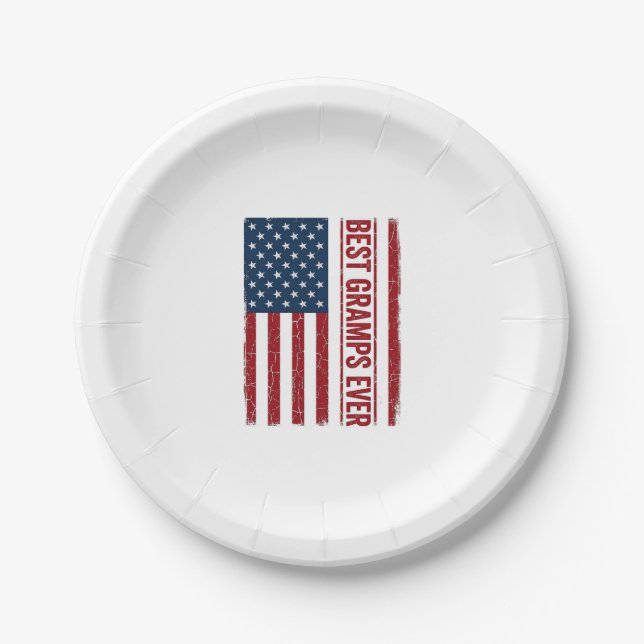Best Gramps Ever Patriotic Flag Vector Design_1 Paper Plate (Front)