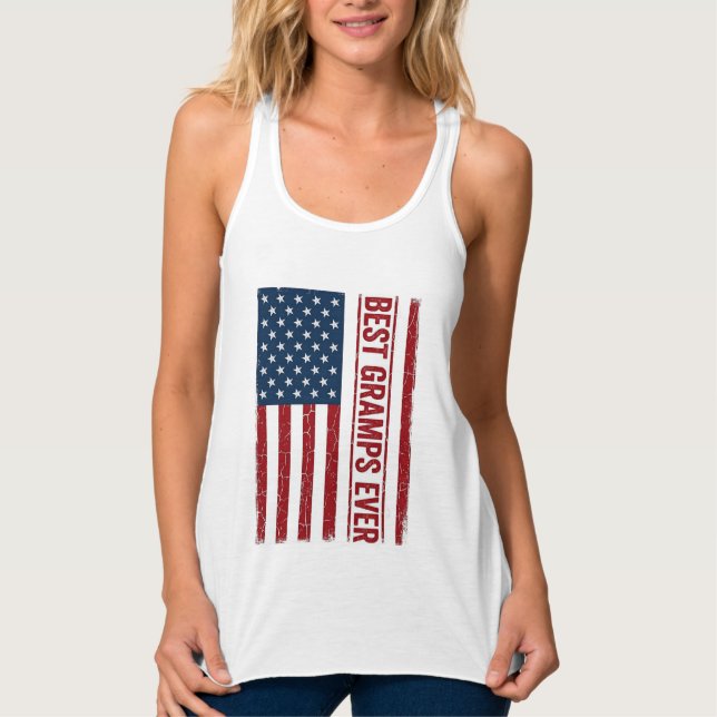 Best Gramps Ever Patriotic Flag Vector Design_1 Singlet (Front)