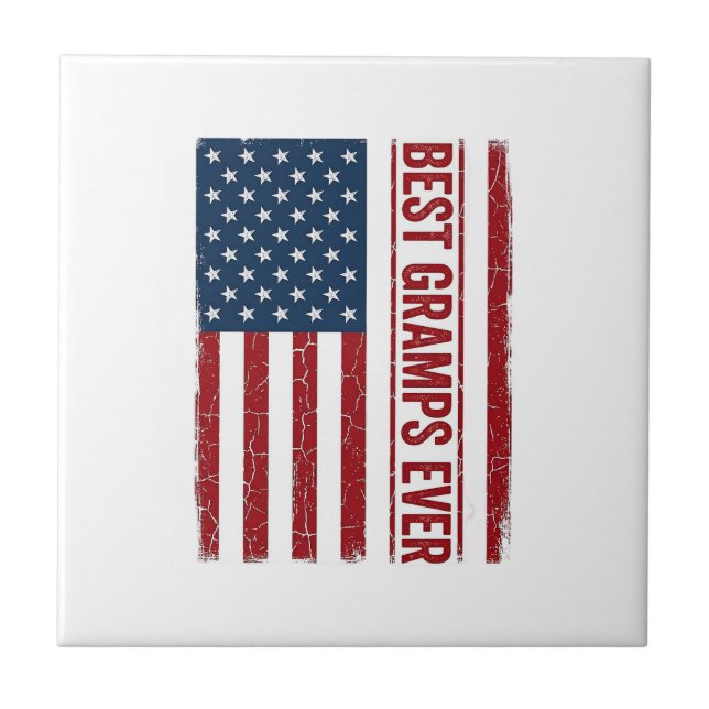 Best Gramps Ever Patriotic Flag Vector Design_1 Tile (Front)