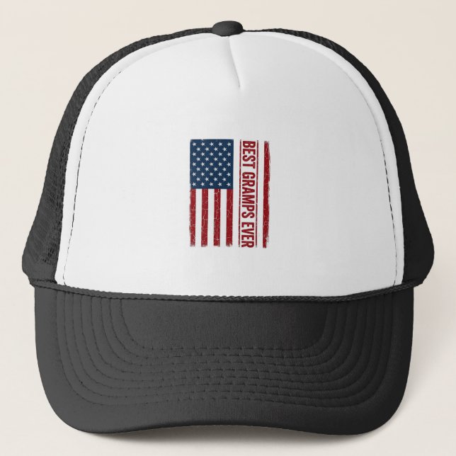 Best Gramps Ever Patriotic Flag Vector Design_1 Trucker Hat (Front)