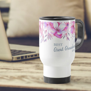 Best Grand Grandma Ever Pink Floral Travel Mug