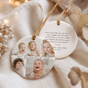 Best Grandad Ever 4 Photo Grandchildren Christmas Ceramic Tree Decoration