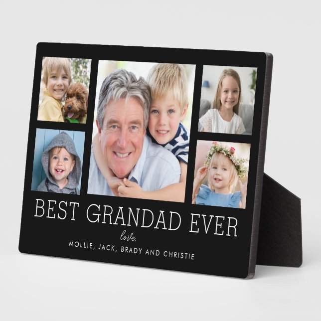 Best Grandad Ever 5-Photo Family Collage Custom Plaque (Side)