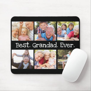 Best Grandad Ever Photo Collage in Black Modern Mouse Pad