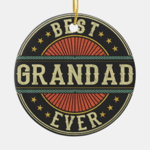 Best Grandad Ever Vintage Grandad Fathers Day Gift Ceramic Tree Decoration