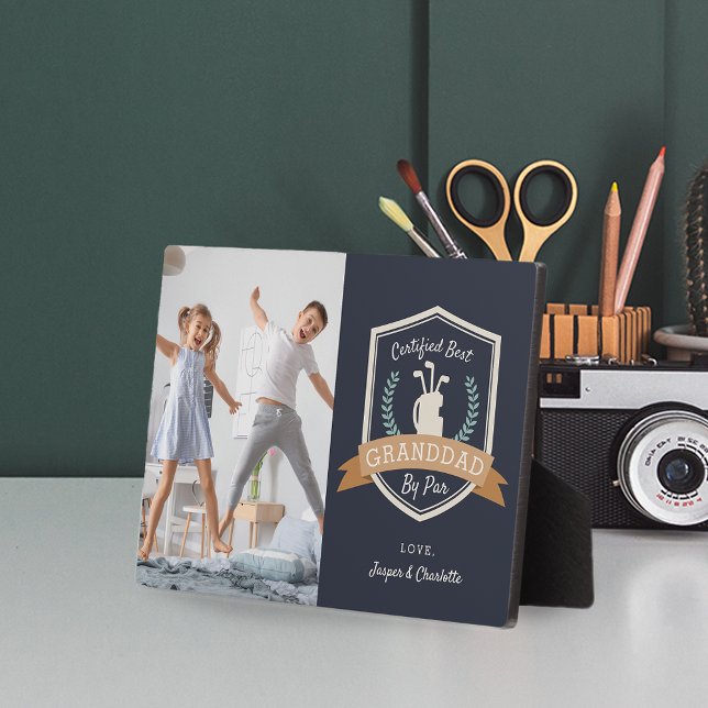 Best Granddad By Par | Golf Grandpa Photo Plaque (Creator Uploaded)