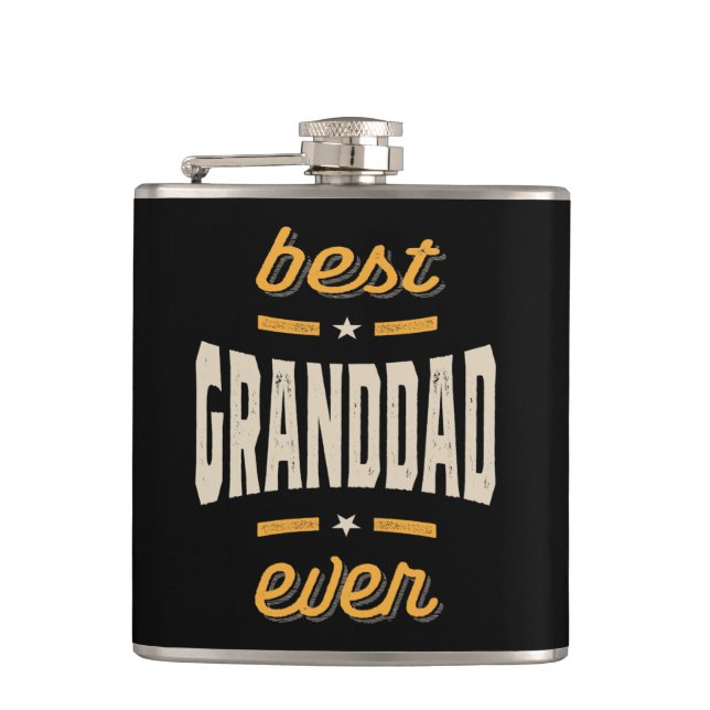 Best Granddad Ever Gift Father's Day Hip Flask (Front)
