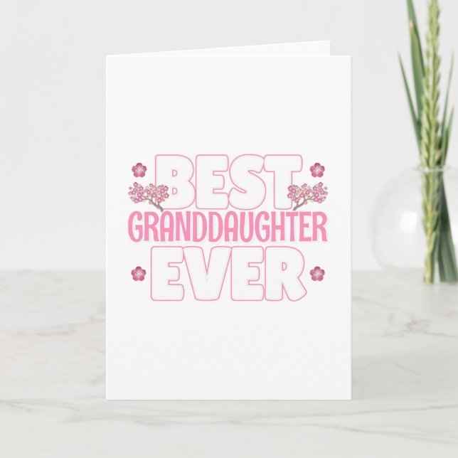 Best Granddaughter Ever - Cherry Blossoms Card (Front)