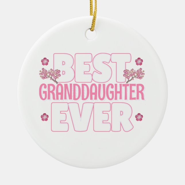 Best Granddaughter Ever - Cherry Blossoms Ceramic Tree Decoration (Front)
