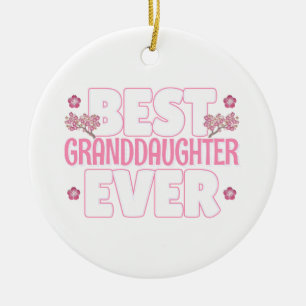 Best Granddaughter Ever - Kawaii Cherry Blossoms Ceramic Tree Decoration