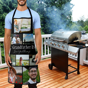 Best Grandfather Ever 8 Photo Collage White Script Apron