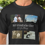 Best Grandfather Ever Photo Collage White Script T-Shirt<br><div class="desc">If you love your grandfather you want to show it to him. The Best Grandpa Ever 4 Photo Collage White Script Black t-shirt, makes this easy. This template makes it simple to create the perfect gift for your grandfather. If you need any help with transferring this design template to another...</div>