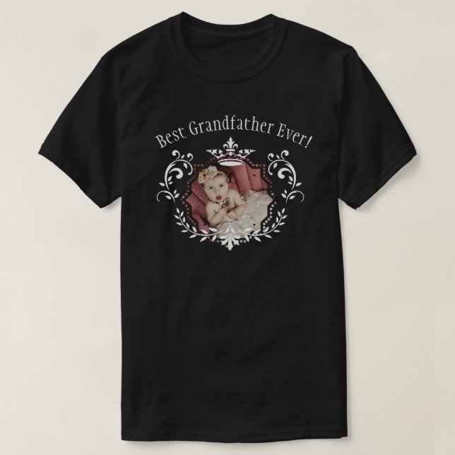 Best Grandfather Family Photo  Custom T-Shirt (Design Front)