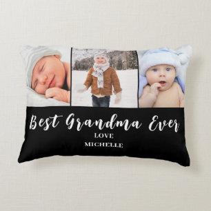 Best Grandma 3 Photo Name  Decorative Cushion