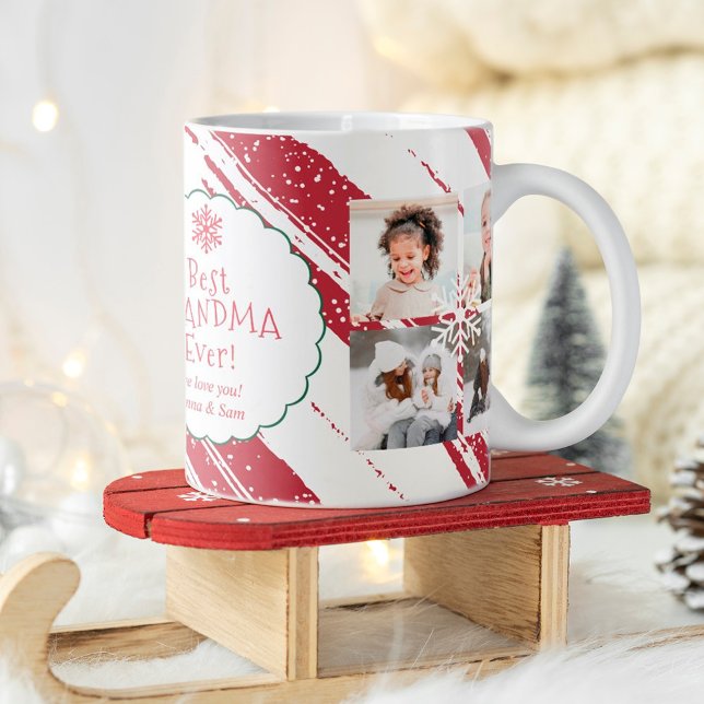 Best grandma 5 photos Chrsitas stripes snow red Coffee Mug (Creator Uploaded)
