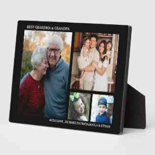 Best Grandma And Grandpa 4 Photo Collage Black   Plaque