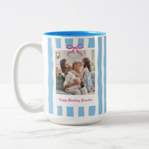 Best Grandma Birthday Gift Grandkids Custom Photo Two-Tone Coffee Mug