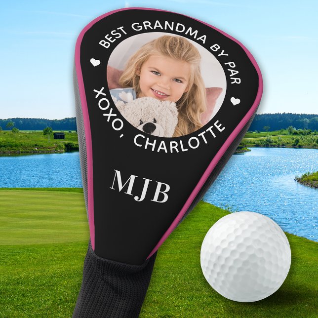 BEST GRANDMA BY PAR Custom Photo Cool Monogram  Golf Head Cover (Creator Uploaded)