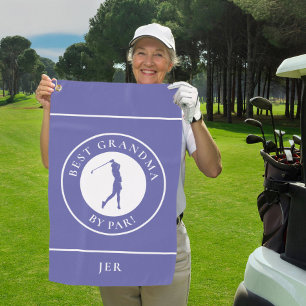 Best Grandma By Par Golfer Monogrammed Periwinkle Golf Towel