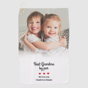 Best Grandma By Par Modern Photo Custom Keepsake Golf Towel