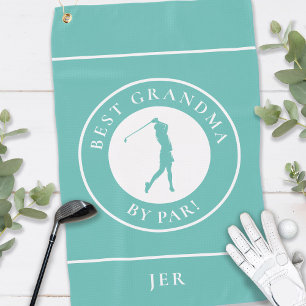 Best Grandma By Par Teal Golfer  Golf Towel