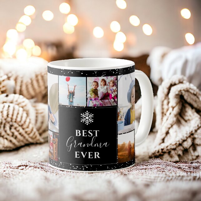 Best grandma Christmas 5 photos collage grid black Coffee Mug (Best grandma Christmas 5 photos collage grid black Coffee Mug)
