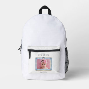 Best Grandma Est Custom Date Photo Cute Preppy Printed Backpack
