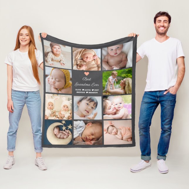 Best Grandma Ever 11-Photo Collage Fleece Blanket (In Situ)