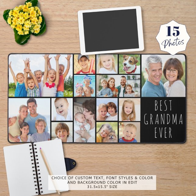 Best Grandma Ever 15 Photo Collage Custom Desk Mat (Creator Uploaded)
