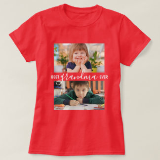 Best Grandma Ever 2 Photo Collage Personalised T-Shirt