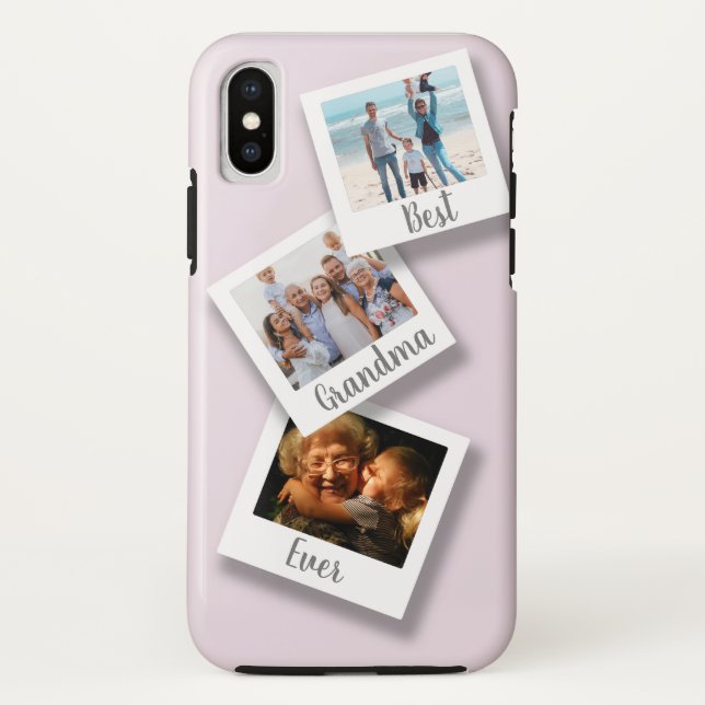  Best Grandma Ever 3 Photo Collage Blush Pink Case-Mate iPhone Case (Back)